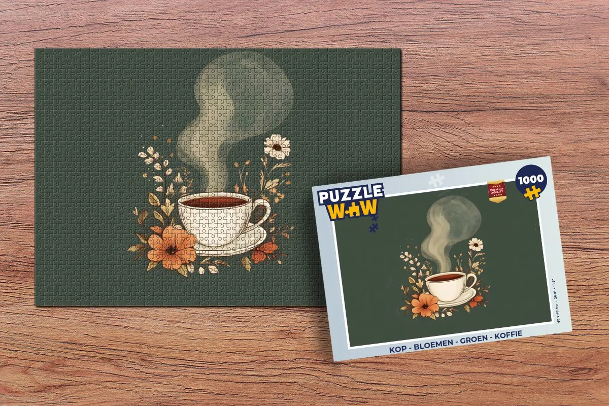 PuzzleWow Bloemen Groene Koffie Legpuzzel 1000 Stuks - MPN 8721374592336