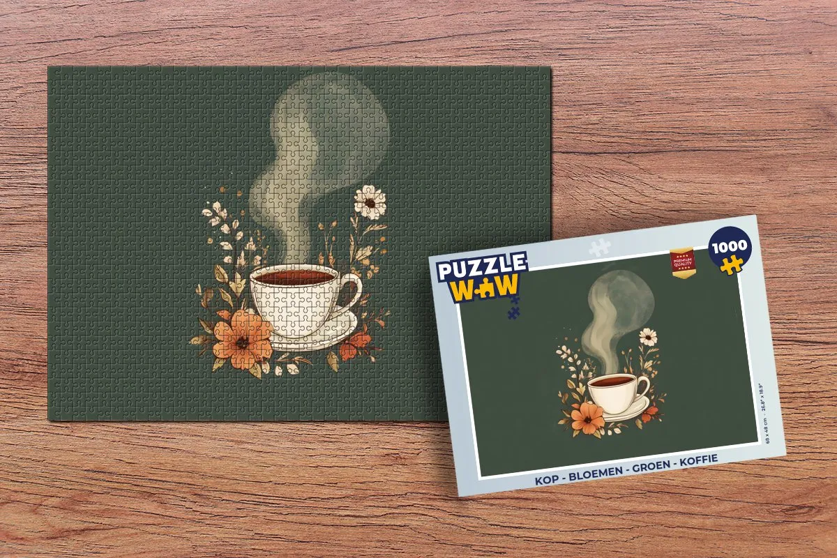 PuzzleWow Bloemen Groene Koffie Legpuzzel 1000 Stuks - MPN 8721374592336