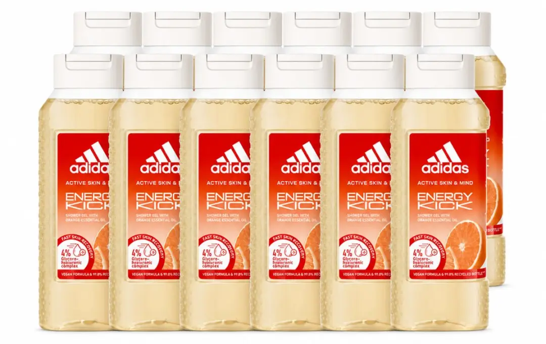12 x Adidas – Douchegel – Active Skin & Mind Energy Kick – 250 ml - Voordeelverpakking - 12 stuks