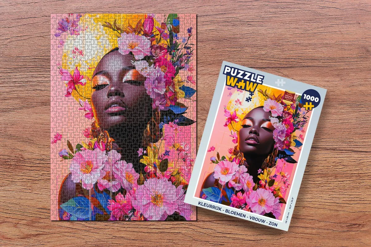 PuzzleWow Legpuzzel Bloemen/Vrouw/Zon 1000 Stuks