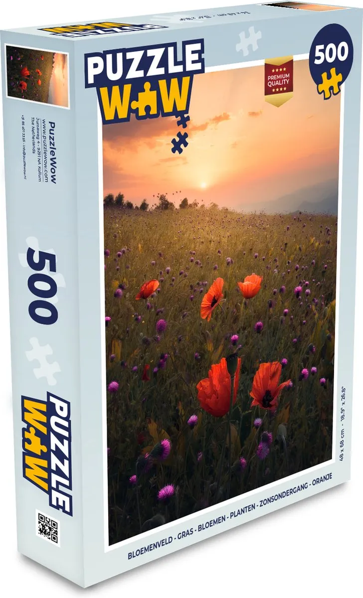 PuzzleWow Bloemenveld Legpuzzel 500 Stuks - Multicolor