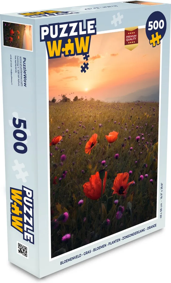 PuzzleWow Bloemenveld Legpuzzel 500 Stuks