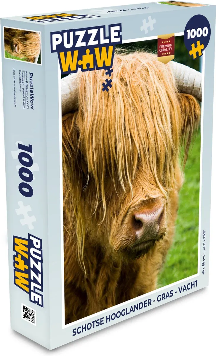 PuzzleWow Schotse Hooglander Legpuzzel 1000 Stuks - Multicolor