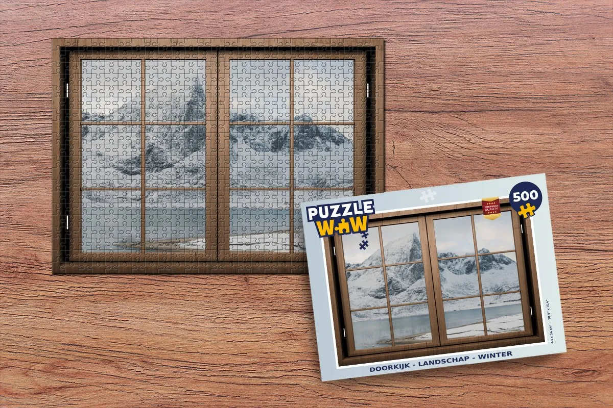 PuzzleWow Doorkijk Landschap Winter Legpuzzel 500 Stuks - Multicolor