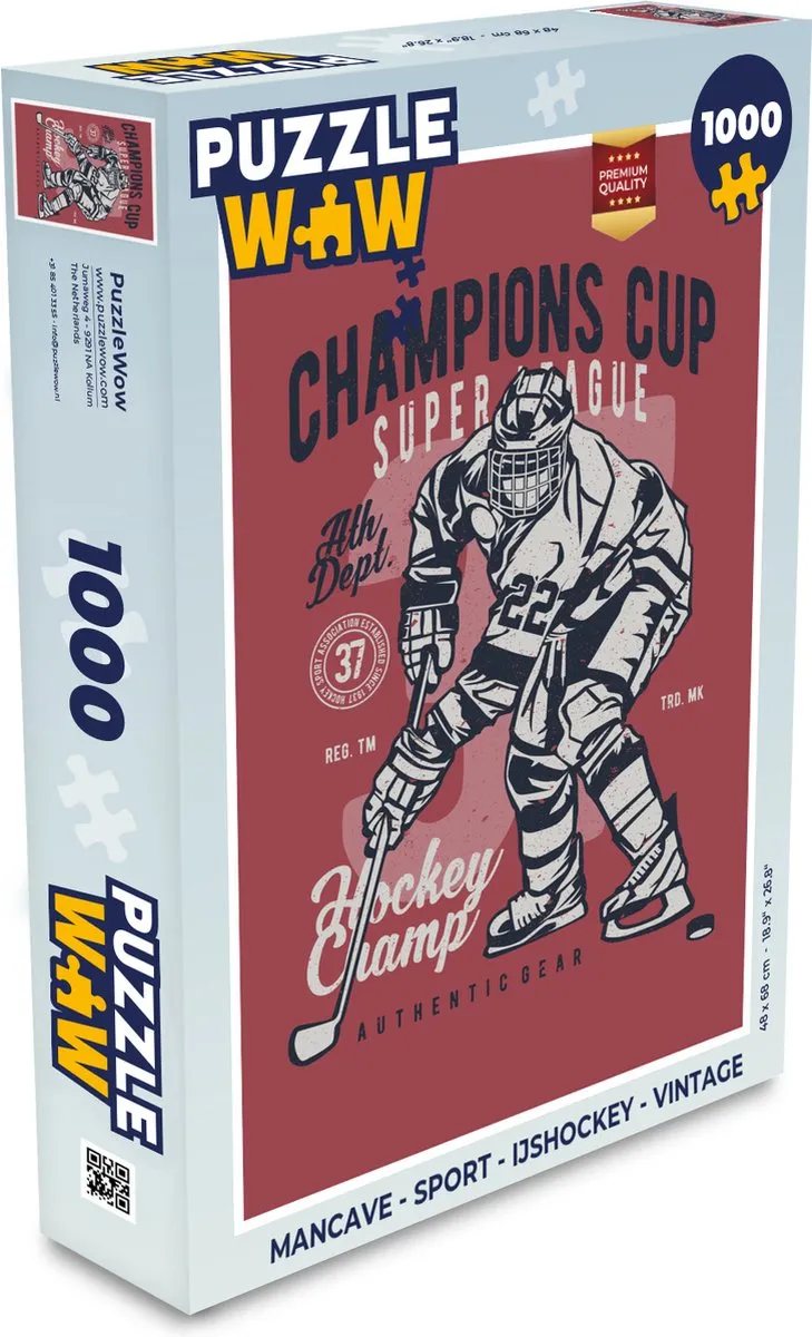 PuzzleWow Mancave IJshockey Legpuzzel 1000 Stuks