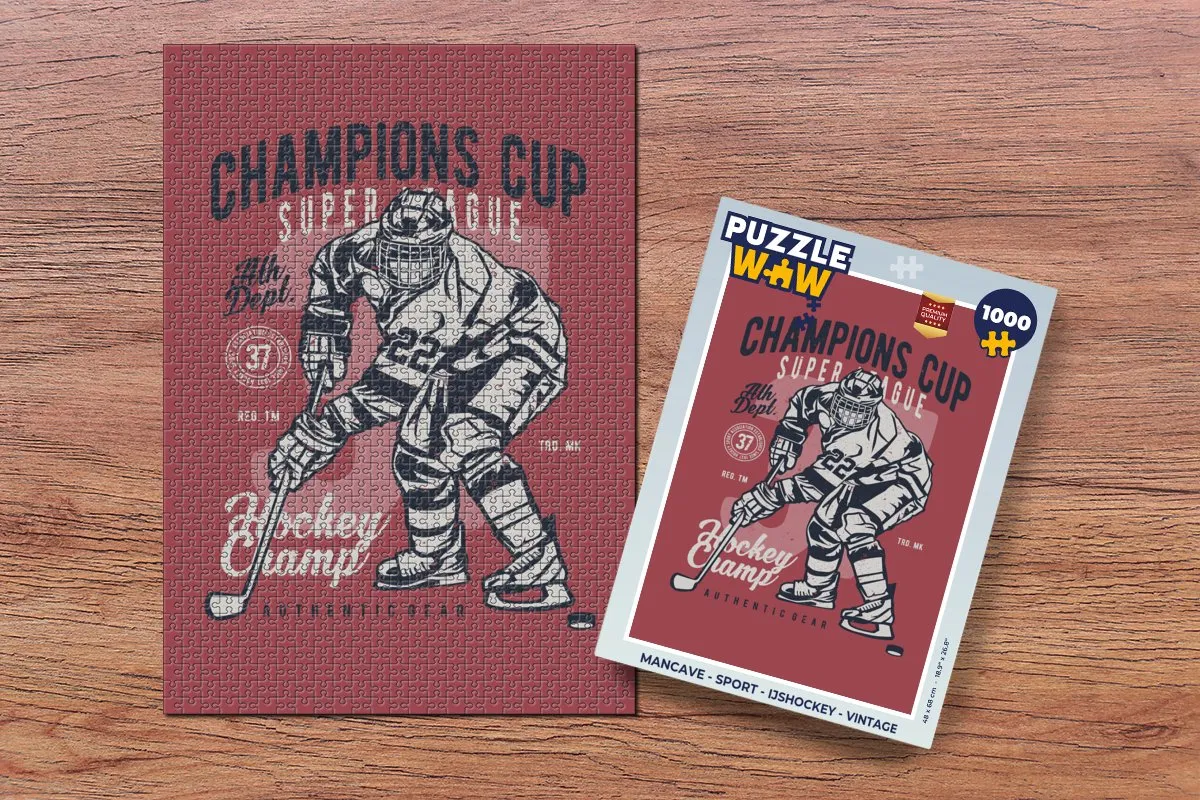PuzzleWow Mancave IJshockey Legpuzzel 1000 Stuks - Multicolor