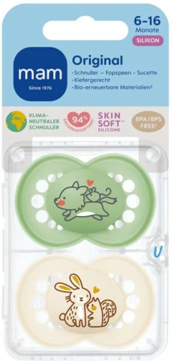MAM Original Pure Siliconen Fopspeen - Groen - 2 Stuks