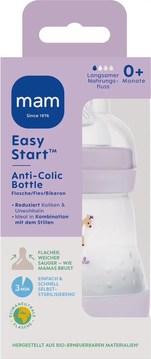 MAM Easy Start Anti-Colic Babyfles 160ml - Lila - afbeelding 6 van 6