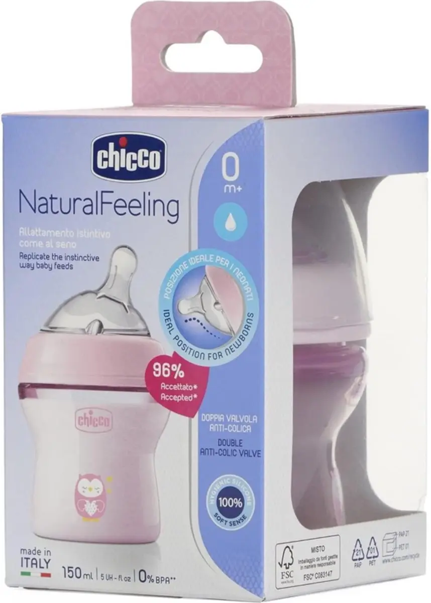 Chicco NaturalFeeling Babyfles 150ml - Multicolor - afbeelding 5 van 6