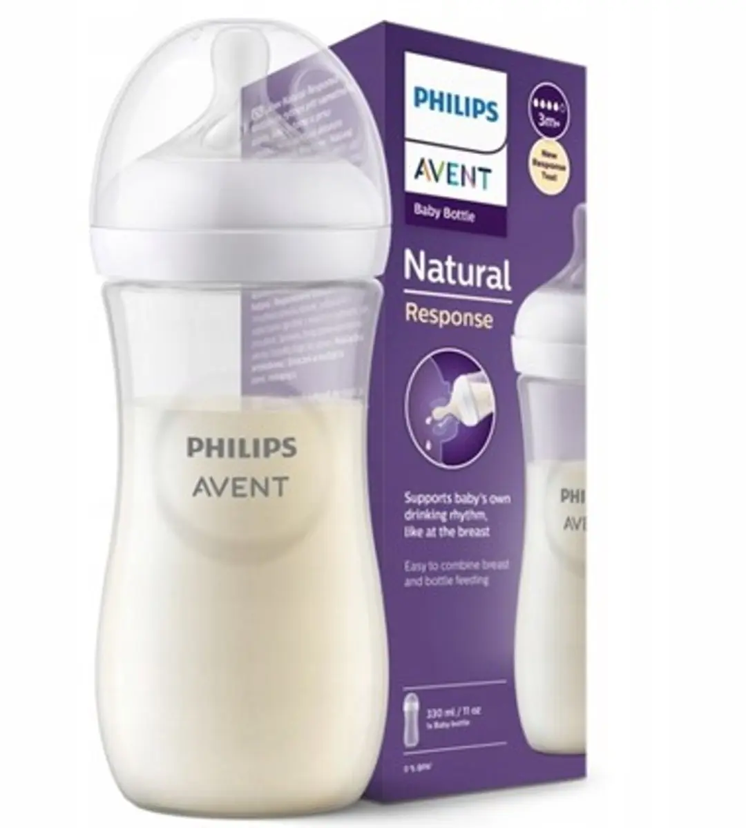 Philips Avent Natural Response Babyfles 330ml - Transparant - afbeelding 2 van 2
