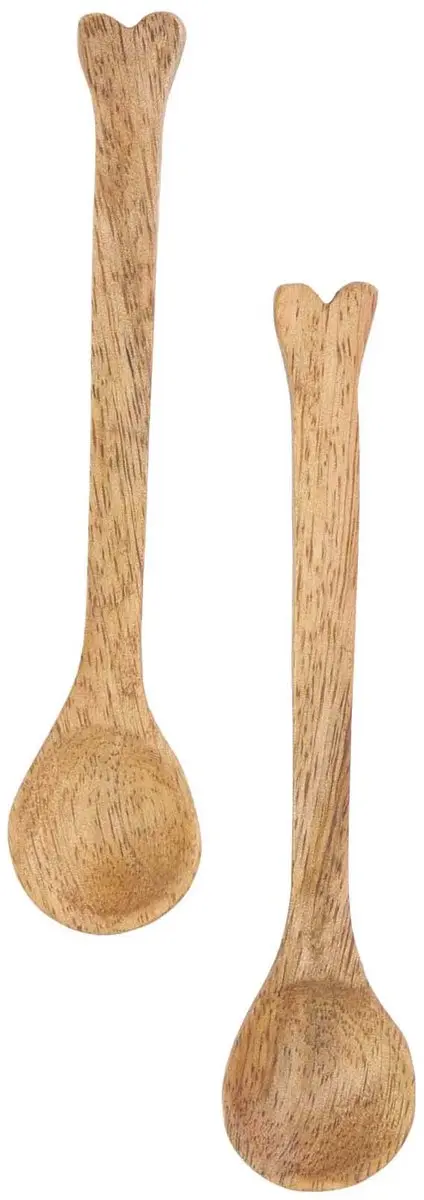 Zusss Set Of 2 Teaspoons Wood Heart Mango Hout Naturel