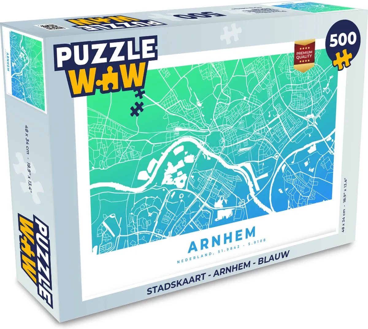 PuzzleWow Stadskaart Arnhem Legpuzzel 500 Stuks