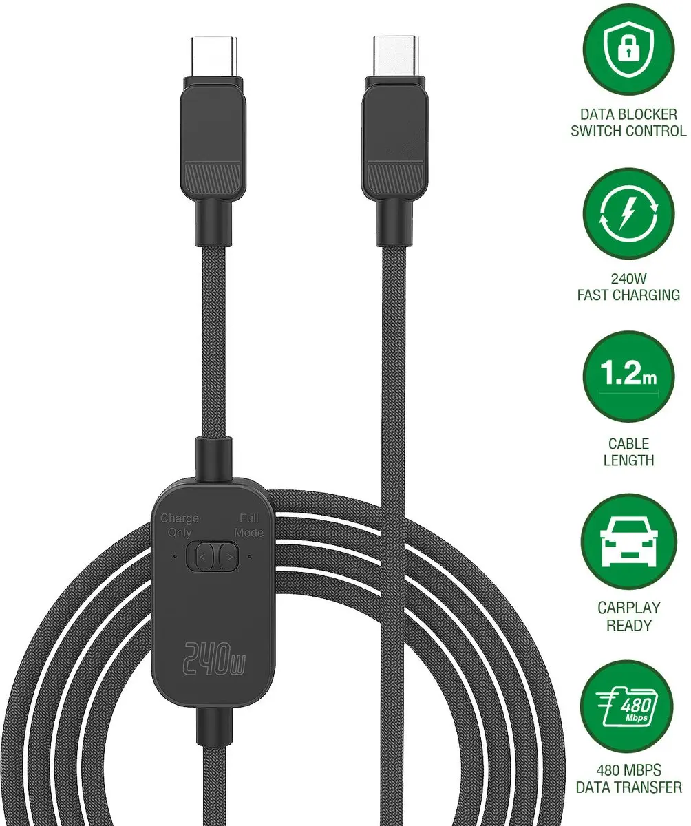 4Smarts PrivacyCord USB-C naar USB-C Kabel 240W