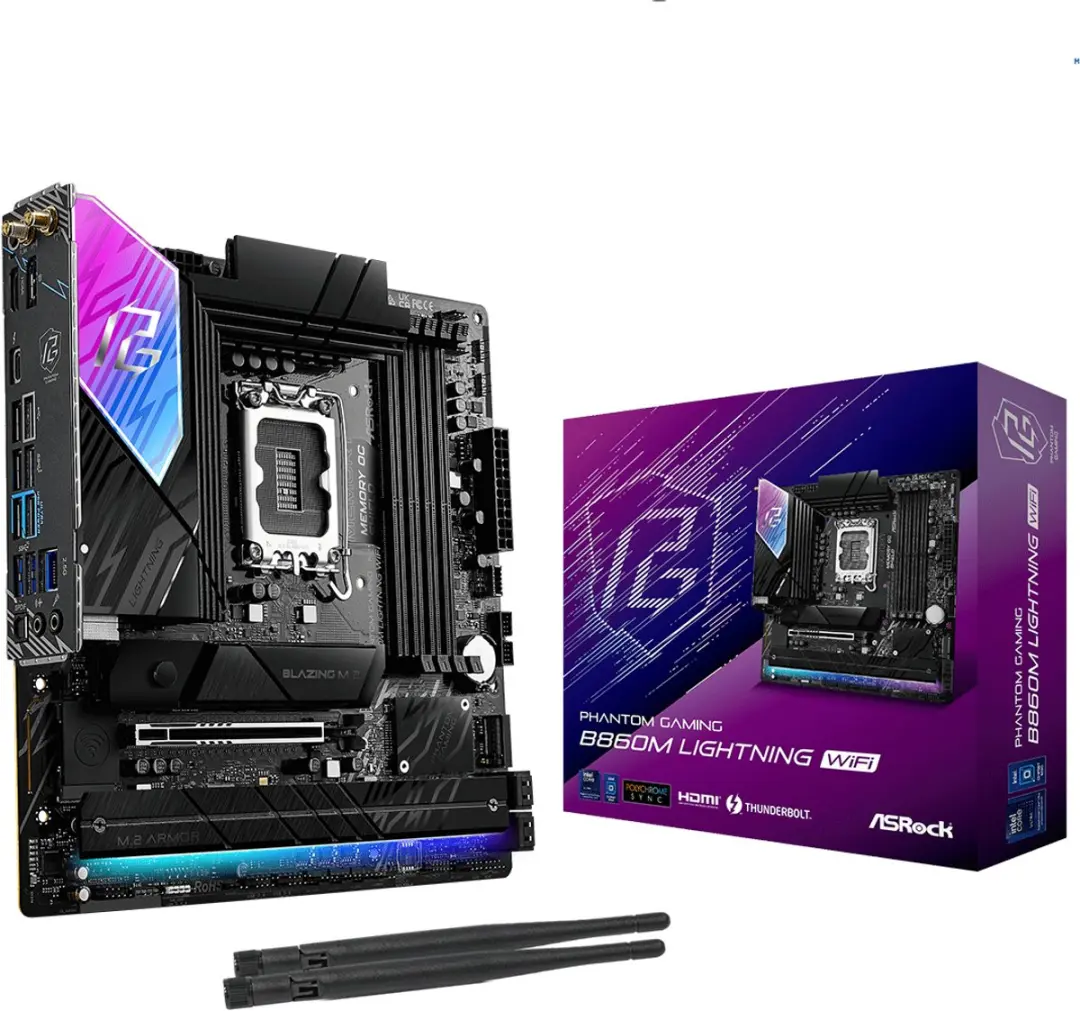 Asrock B860M Lightning WiFi Intel B860 LGA 1851 (Socket V1) micro ATX