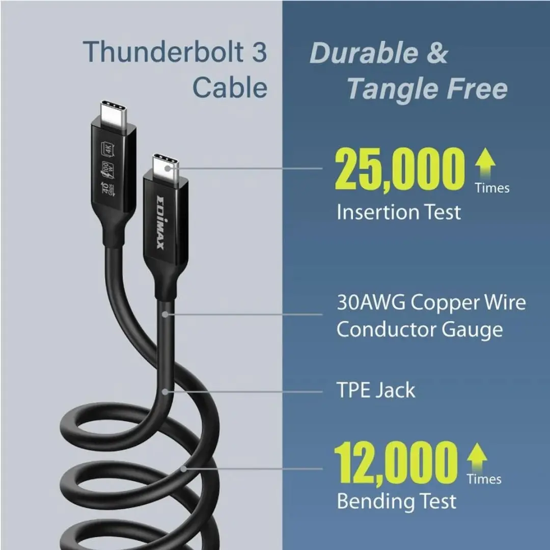 Edimax UC4-005TB USB-C Kabel 40Gbps 0,5m - Zwart