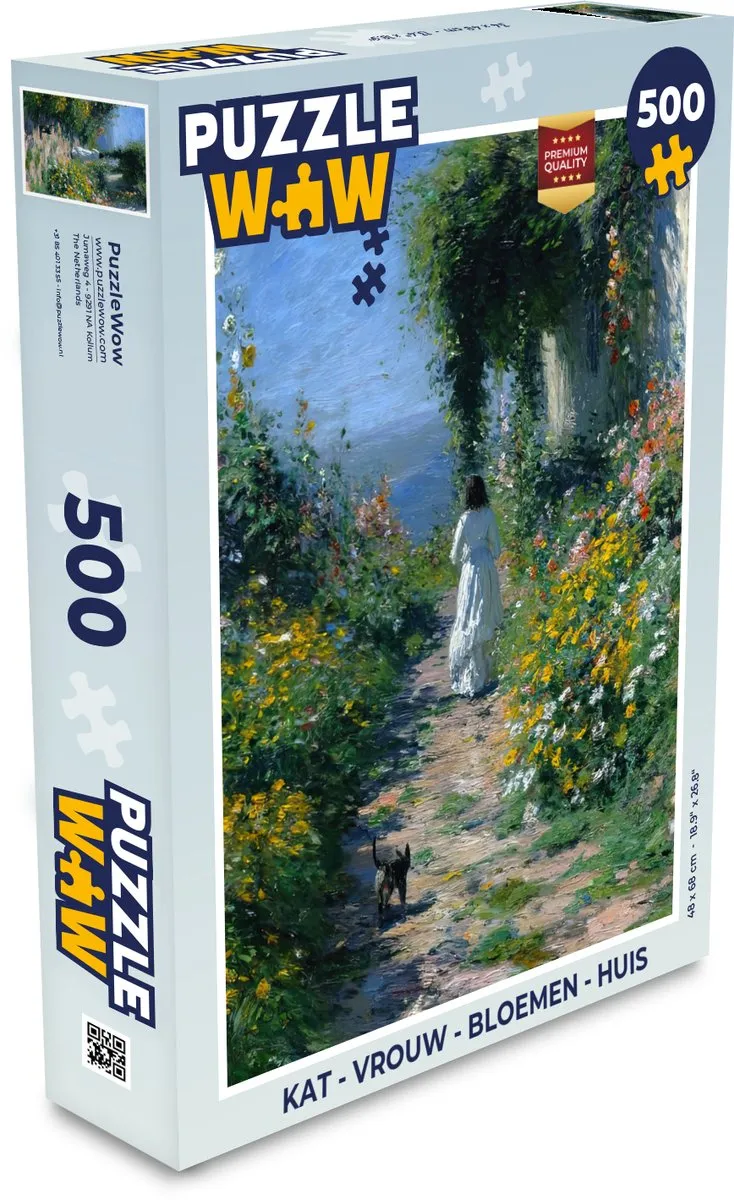 PuzzleWow Kat Vrouw Bloemen Legpuzzel 500 Stuks