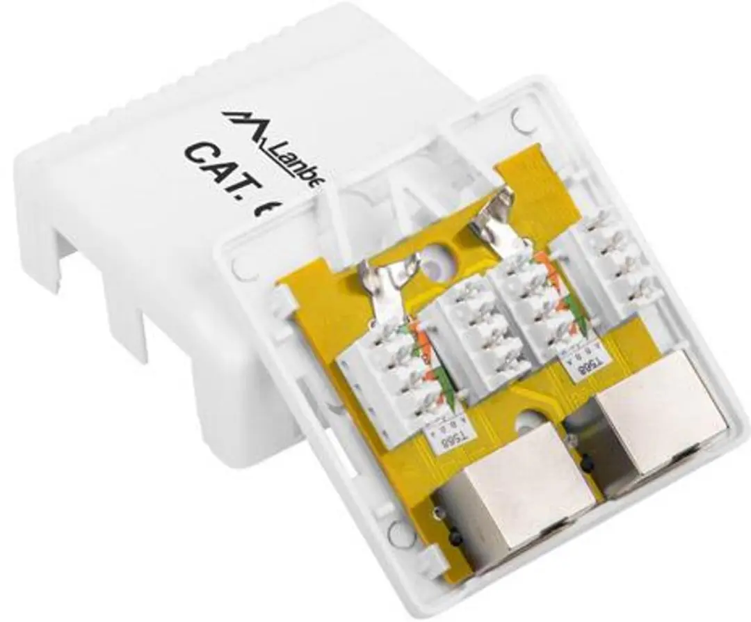 Lanberg OS6-0002-W Opbouwdoos 2x RJ45 Cat.6 FTP - afbeelding 4 van 4