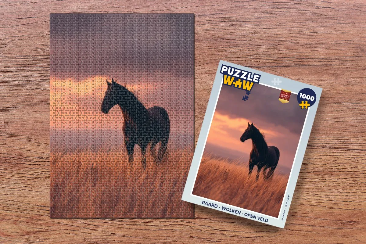 PuzzleWow Paard - Wolken - Open veld 1000 Stuks