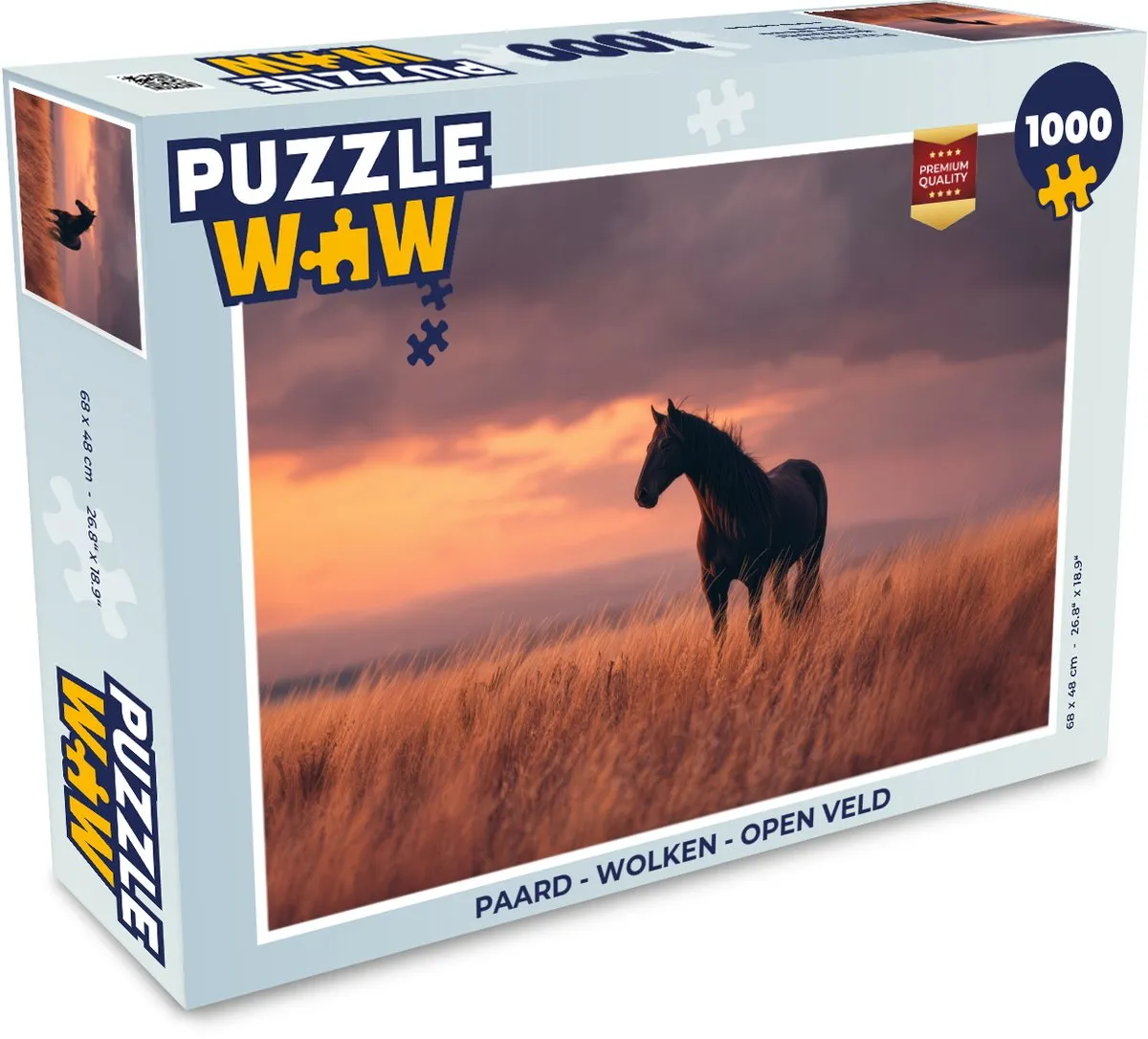 PuzzleWow Paard - Wolken - Open veld 1000 Stuks