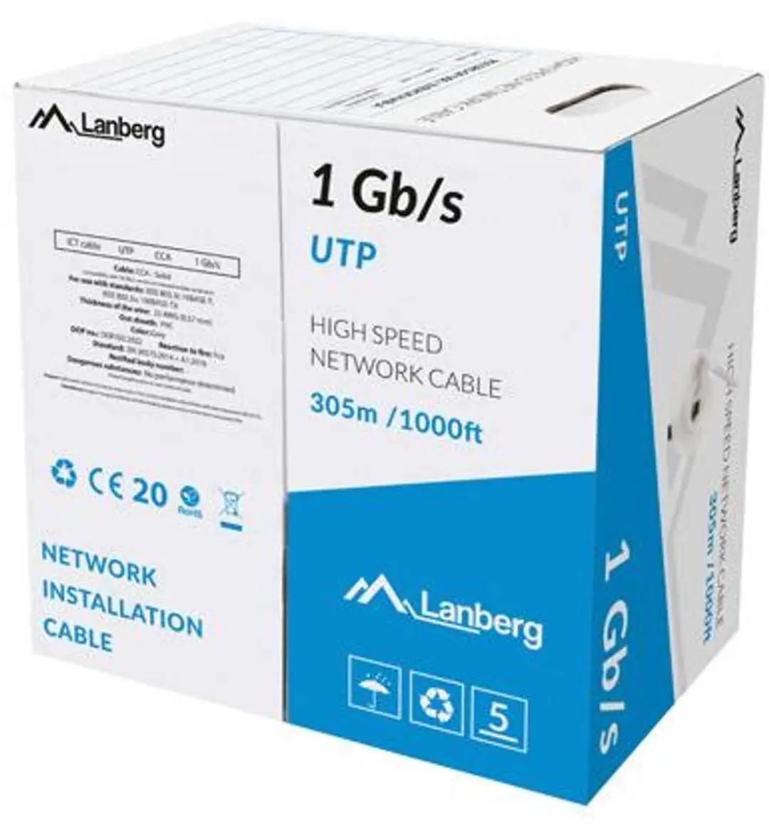 Lanberg Patchcord UTP-Kabel 1Gb/s CCA 305m - Transparent - afbeelding 3 van 3