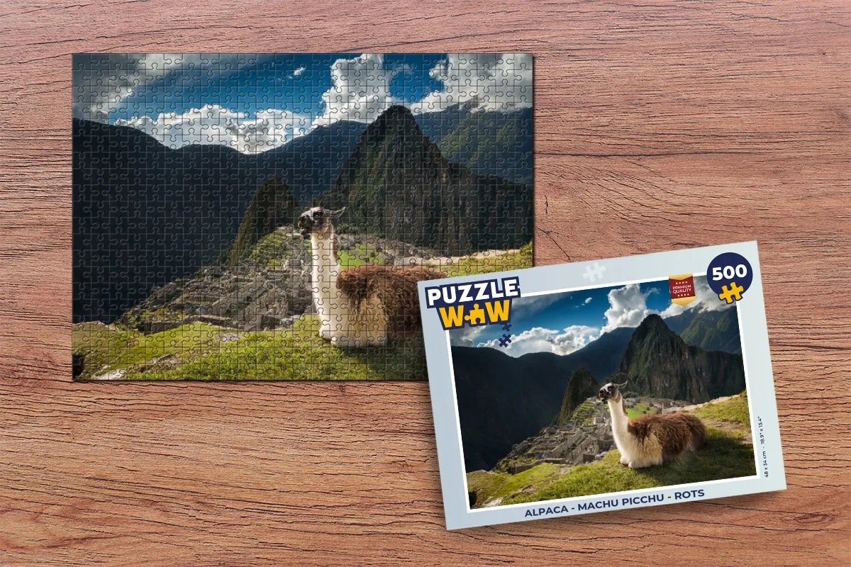 PuzzleWow Alpaca Machu Picchu Legpuzzel 500 Stuks - Multicolor