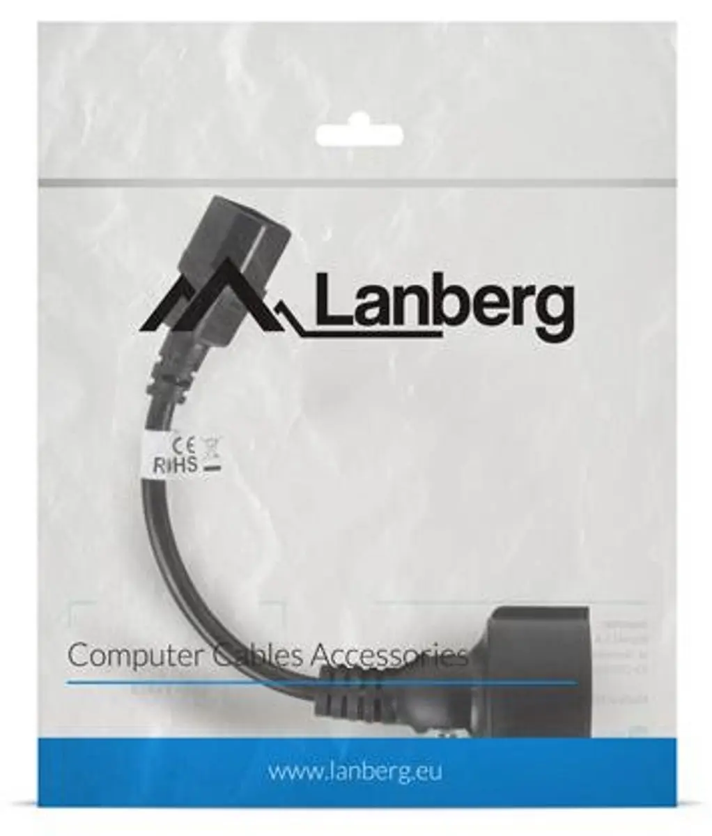 Lanberg IEC 320 C14 naar Schuko Stroomkabelverlenging 0,2m - Transparant - afbeelding 6 van 6
