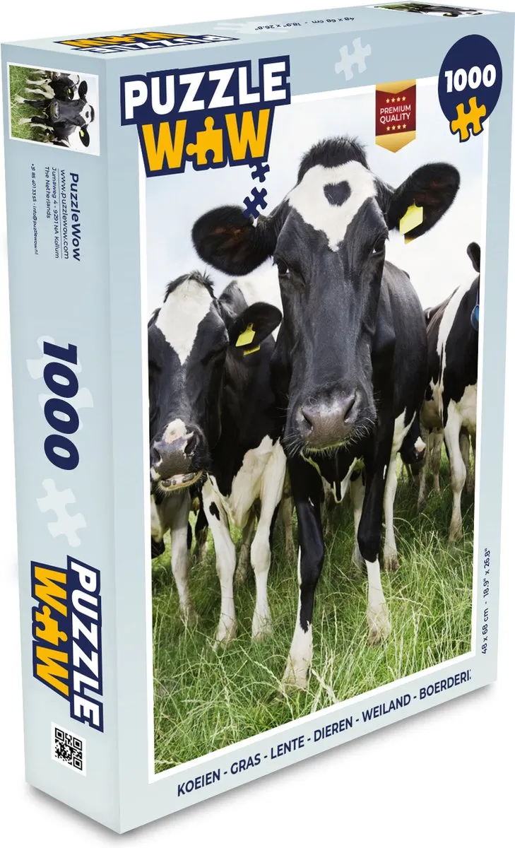 PuzzleWow Koeien in het Gras Legpuzzel 1000 Stuks - Multicolor