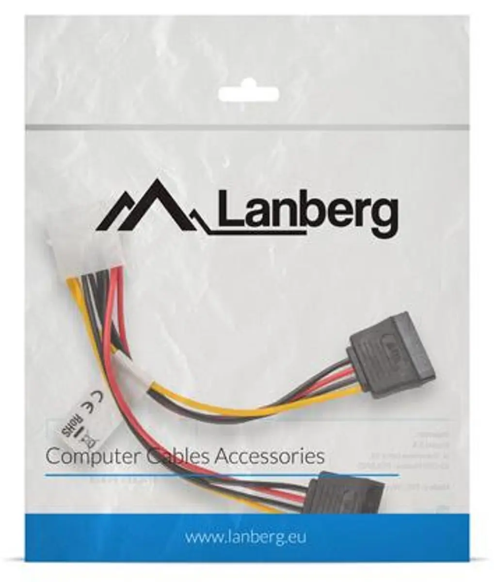 Lanberg Molex naar 2x SATA Stroomkabel 15cm - Transparant - afbeelding 5 van 6