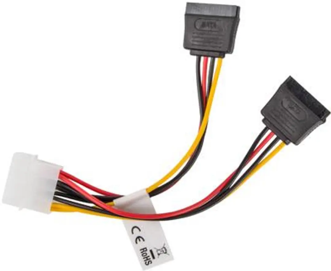 Lanberg Molex naar 2x SATA Stroomkabel 15cm - Transparant - afbeelding 6 van 6