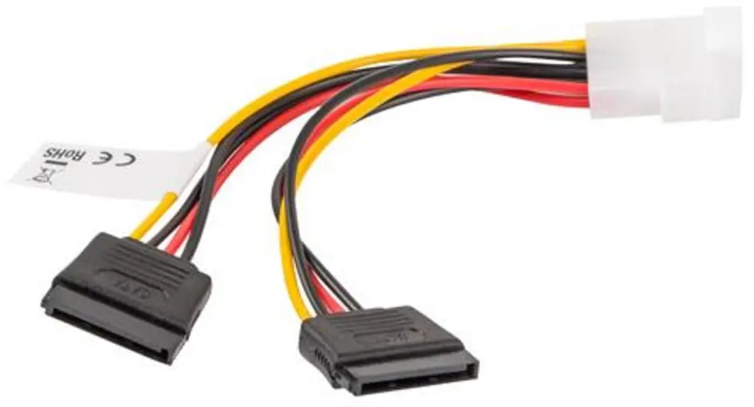 Lanberg Molex naar 2x SATA Stroomkabel 15cm - Transparant - afbeelding 4 van 6