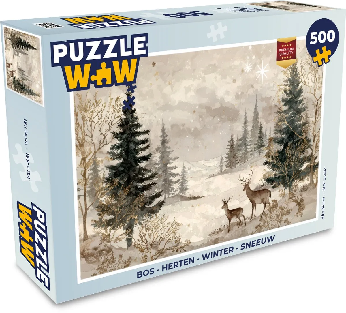 PuzzleWow Bos Herten Winter Sneeuw Puzzel - 1000 Stuks