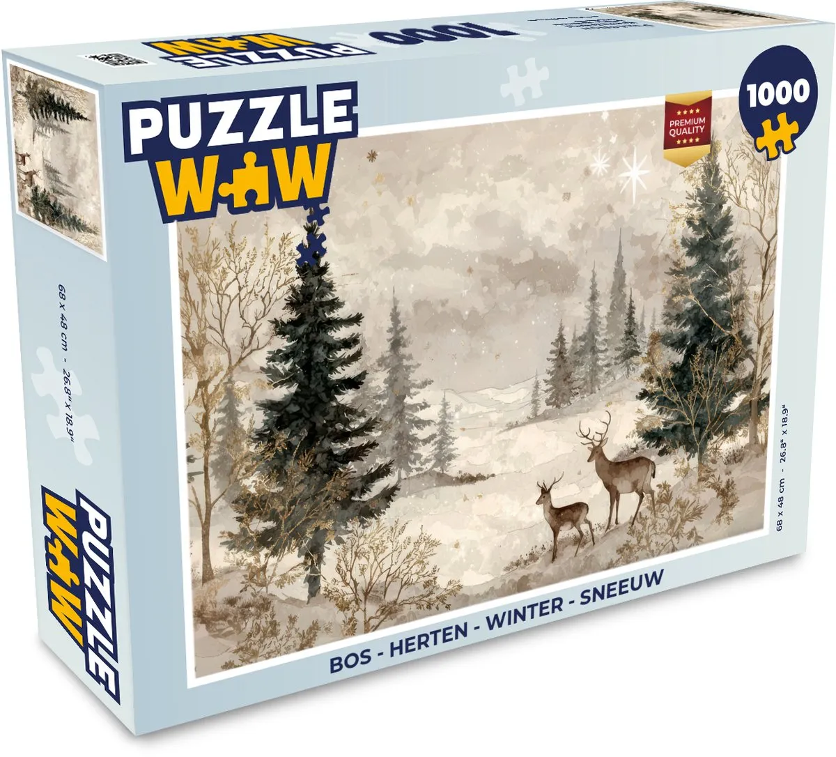 PuzzleWow Bos Herten Winter Sneeuw Puzzel - 1000 Stuks