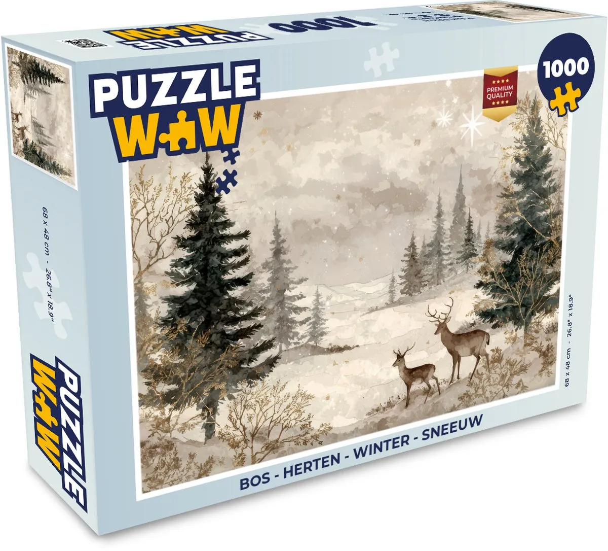 PuzzleWow Bos Herten Winter Sneeuw Puzzel