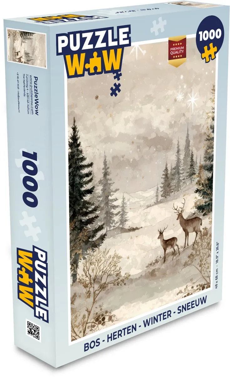 PuzzleWow Bos Herten Winter Sneeuw Puzzel - 1000 Stuks