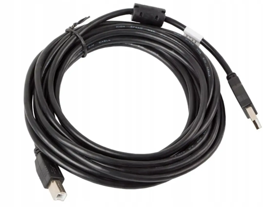 Lanberg USB 2.0 Kabel 5m - Ferrietkern - Zwart - afbeelding 2 van 4