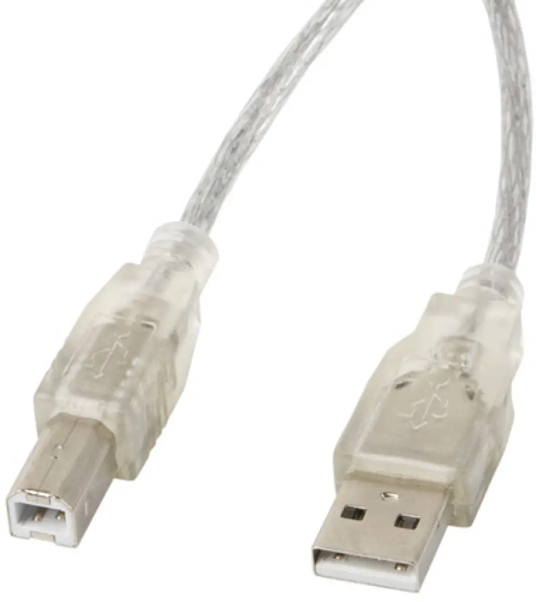 Lanberg Usb 2.0 Am-Bm Kabel 3M Transparante Ferrietkabel Voor Monitoren En Appar