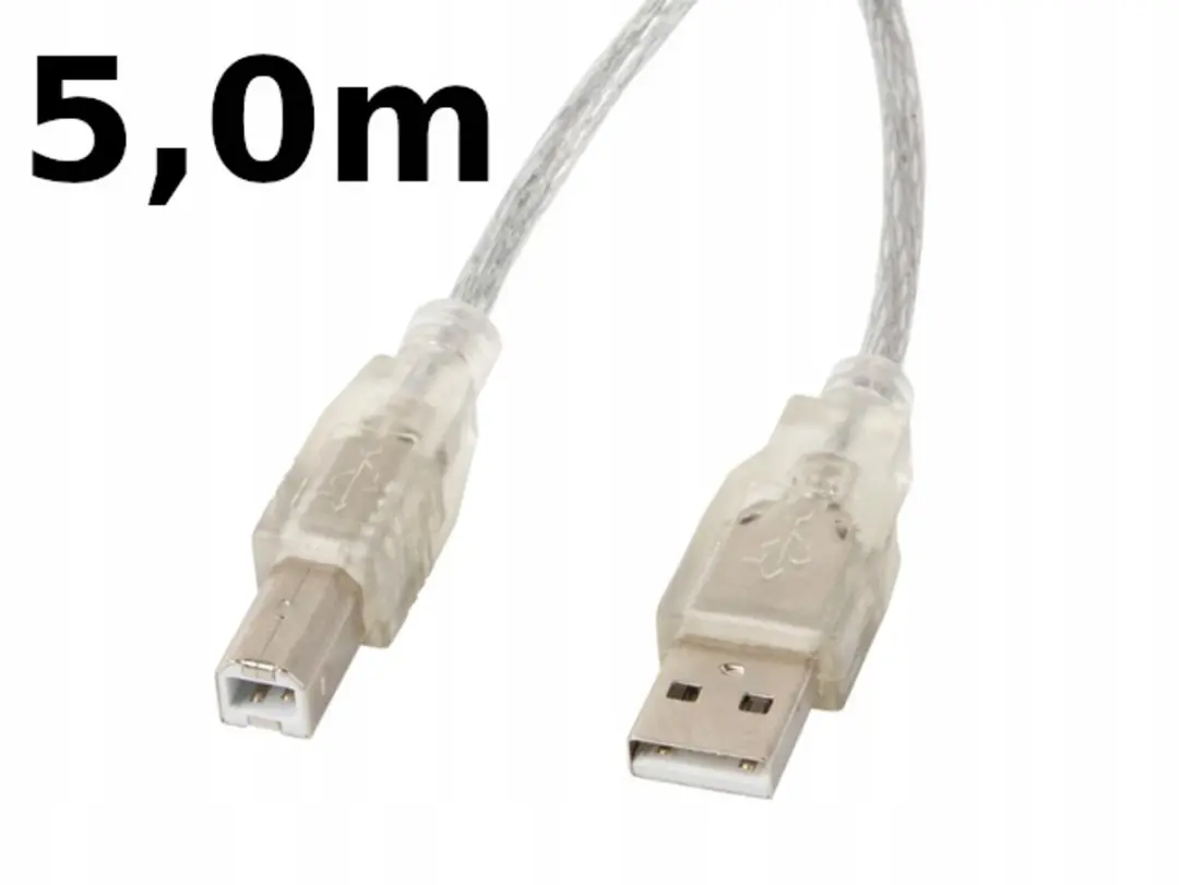 Lanberg USB 2.0 Kabel 5m - Ferrietkern - Transparant - afbeelding 5 van 5