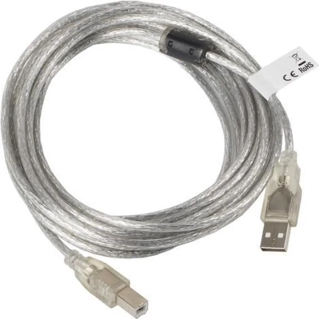 Lanberg USB 2.0 Kabel 5m - Ferrietkern - Transparant - afbeelding 4 van 5