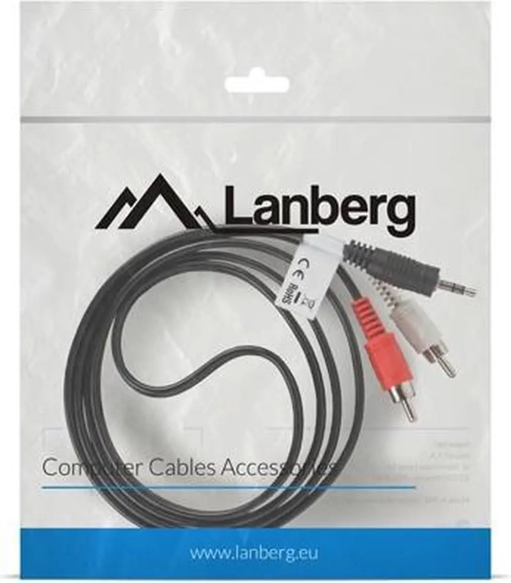 Lanberg Audio Kabel Stereo Minijack 2X Chinch Adapter Voor Pc Laptop Versterker