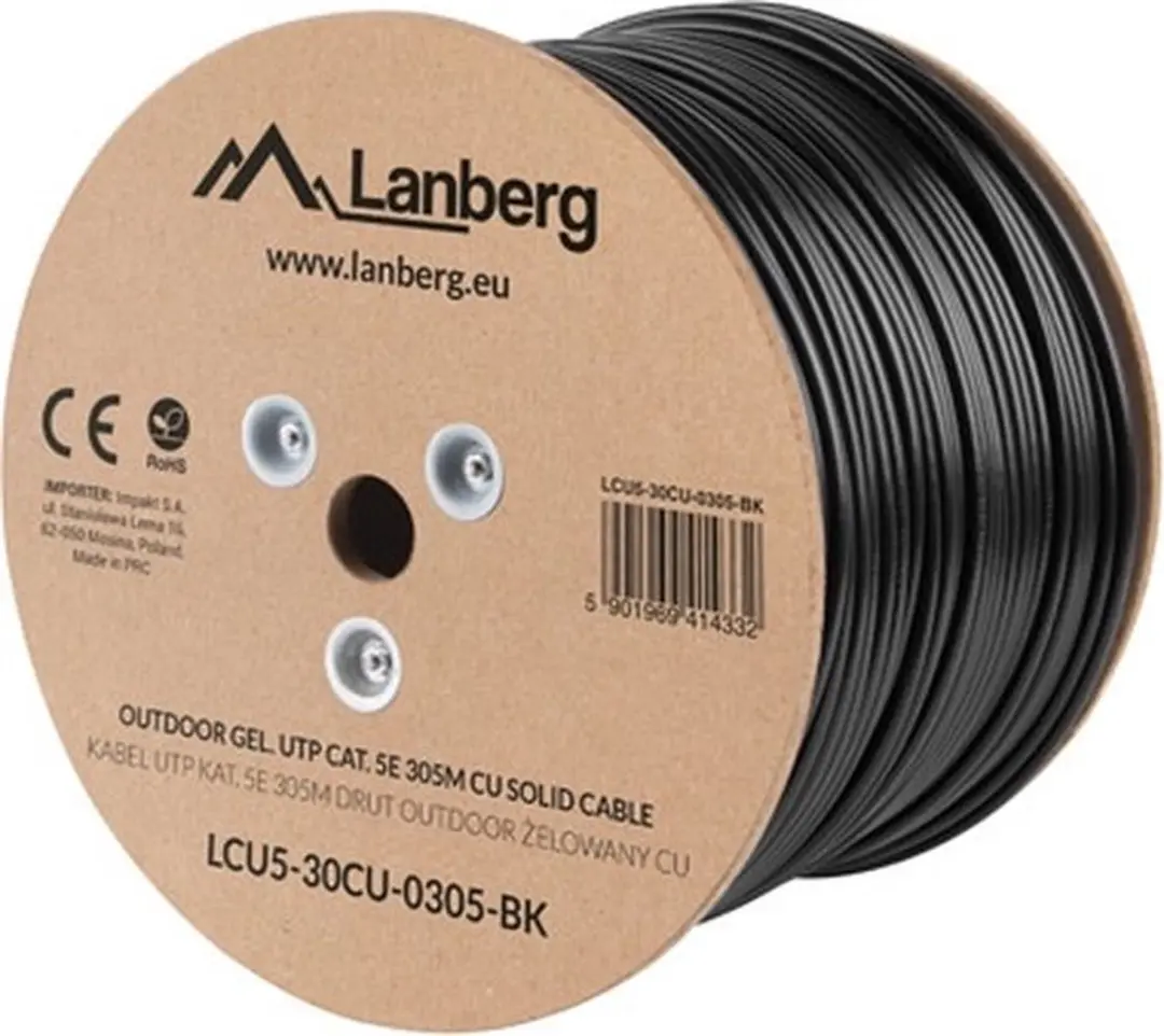 Bobina DE Cable para Exterior LANBERG LCU5-30CU-0305-BK