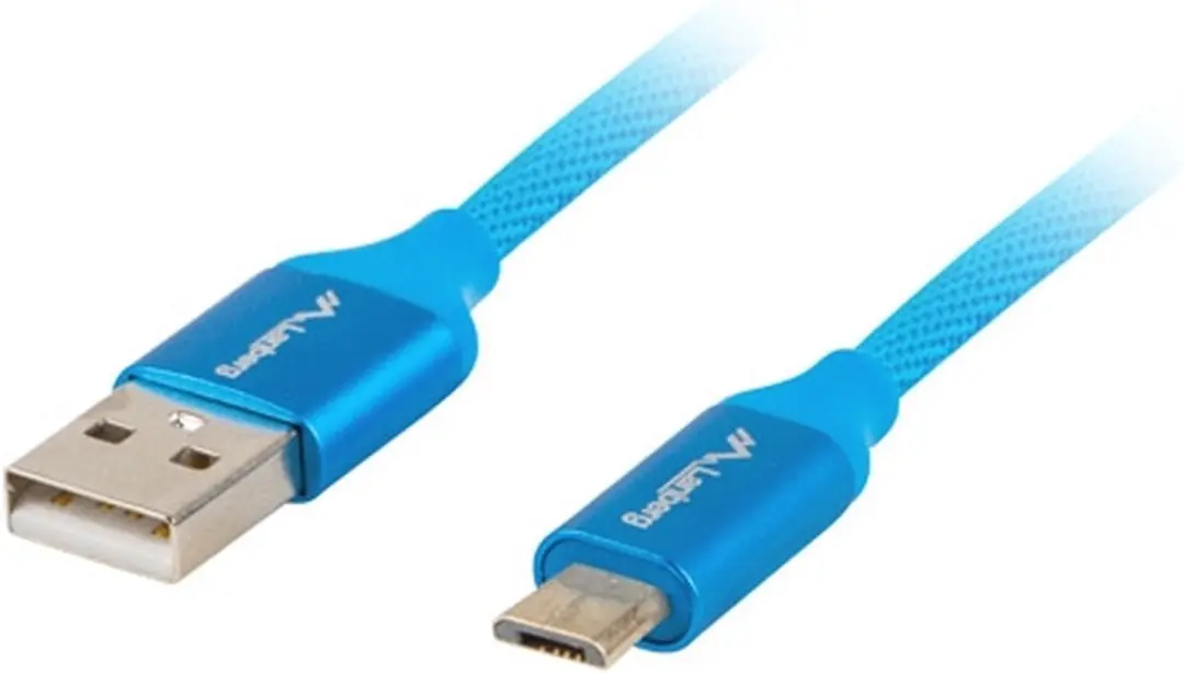 Lanberg USB Micro-B naar USB-A 2.0 3m Kabel Blauw QC 3.0