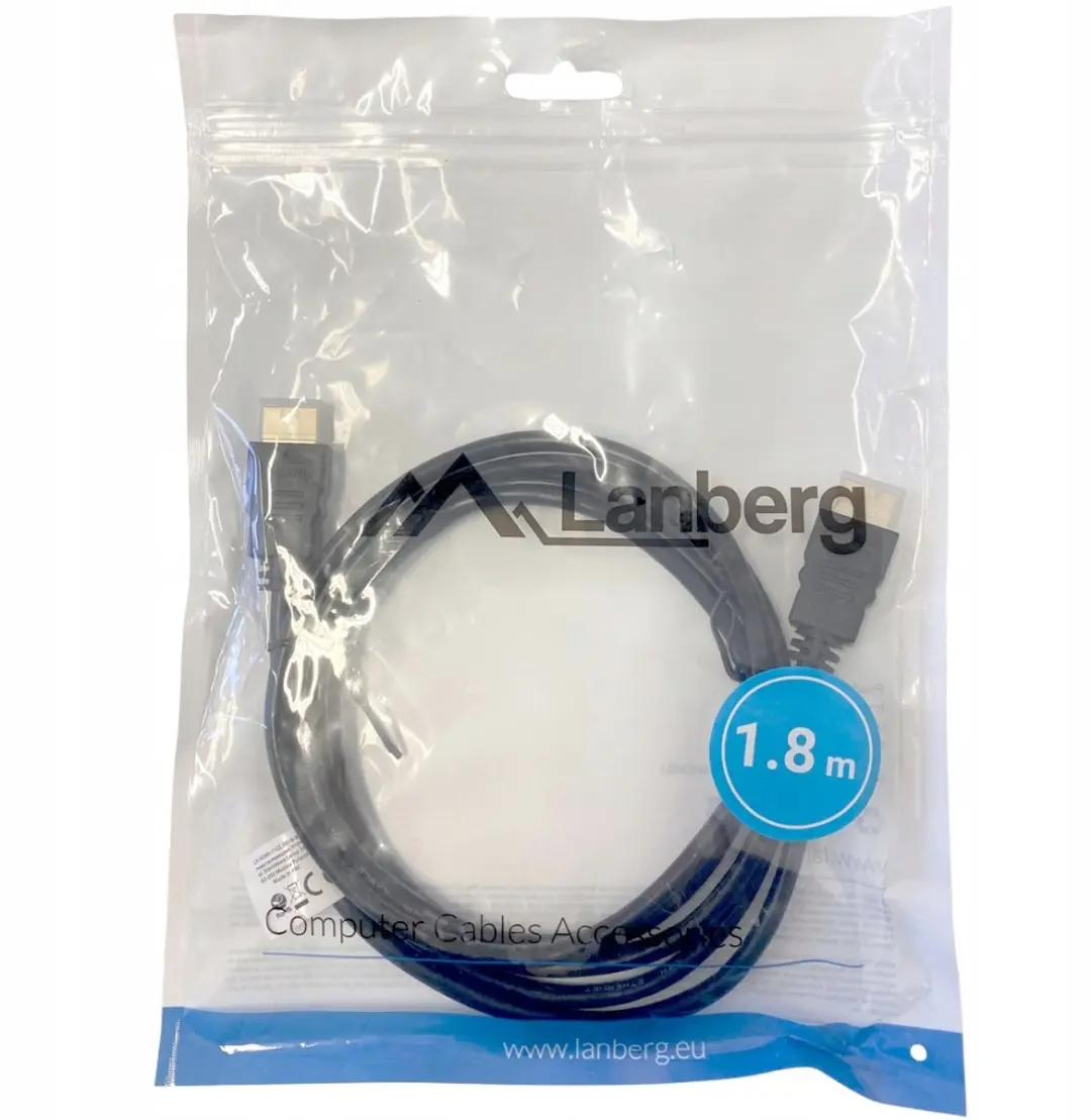 Lanberg HDMI Kabel 1.4 Male-Male 1.8m - CA-HDMI-11CC-0018-BK