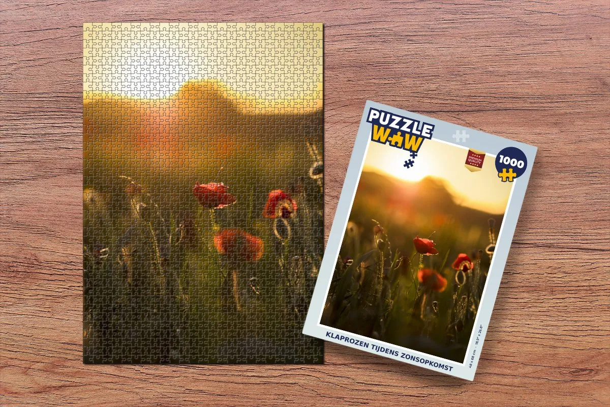 PuzzleWow Klaproos Zonsondergang Legpuzzel 1000 Stuks - Multicolor