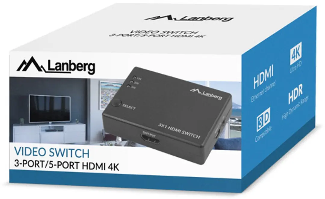 Lanberg SWV-HDMI-0003 HDMI Switch - Zwart - afbeelding 2 van 6