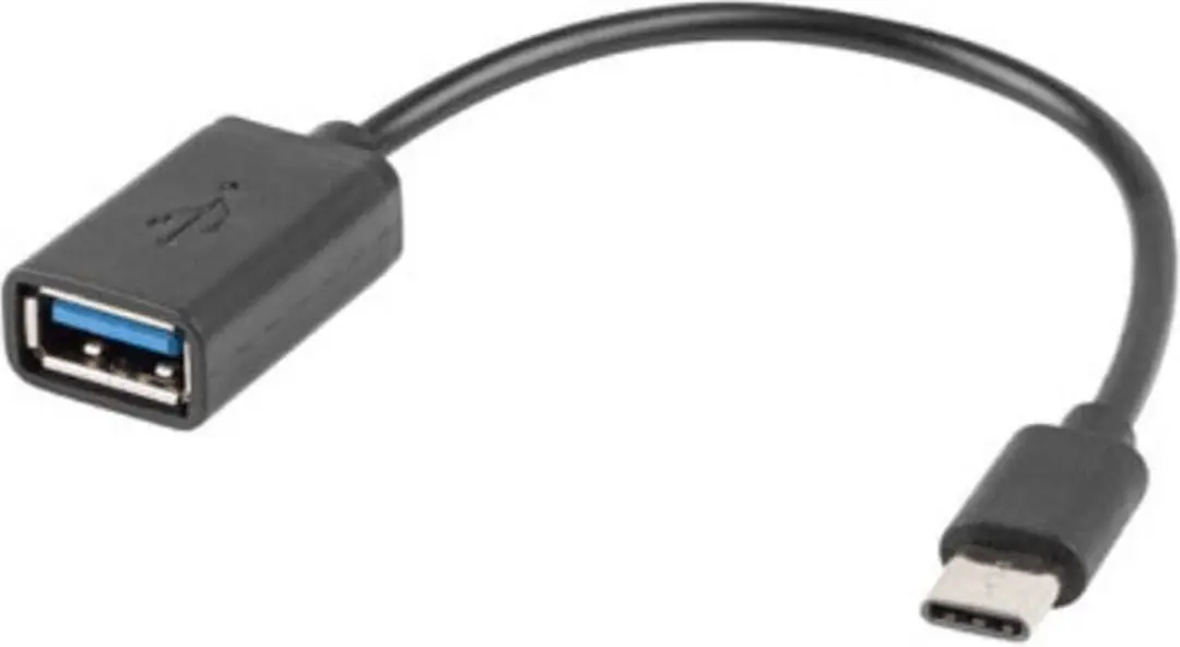 Lanberg Usb 2.0 Type-C M Usb-A F Kabel Voor Telefoon Tablet Otg Zwart Snel