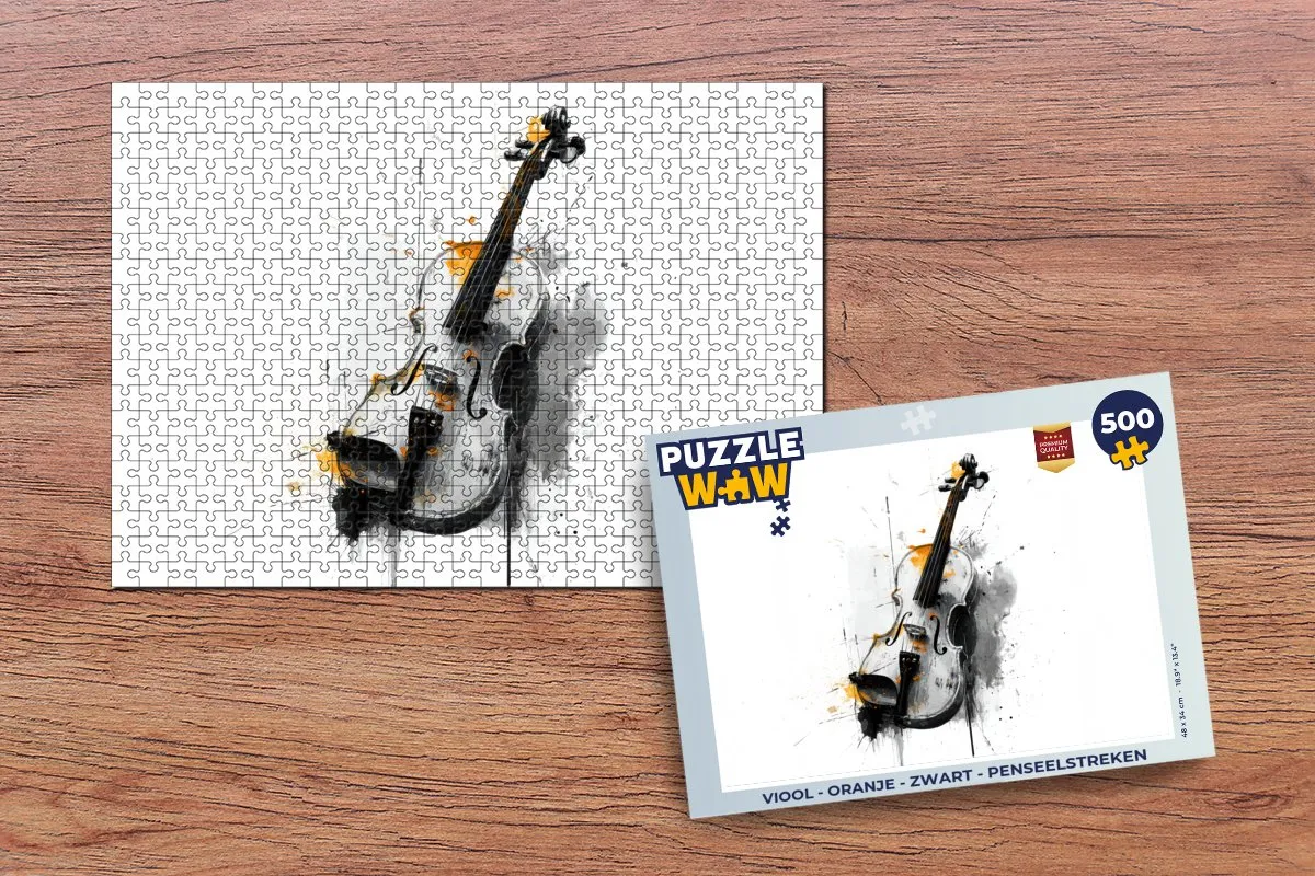PuzzleWow Viool Legpuzzel 500 Stuks - Oranje/Zwart