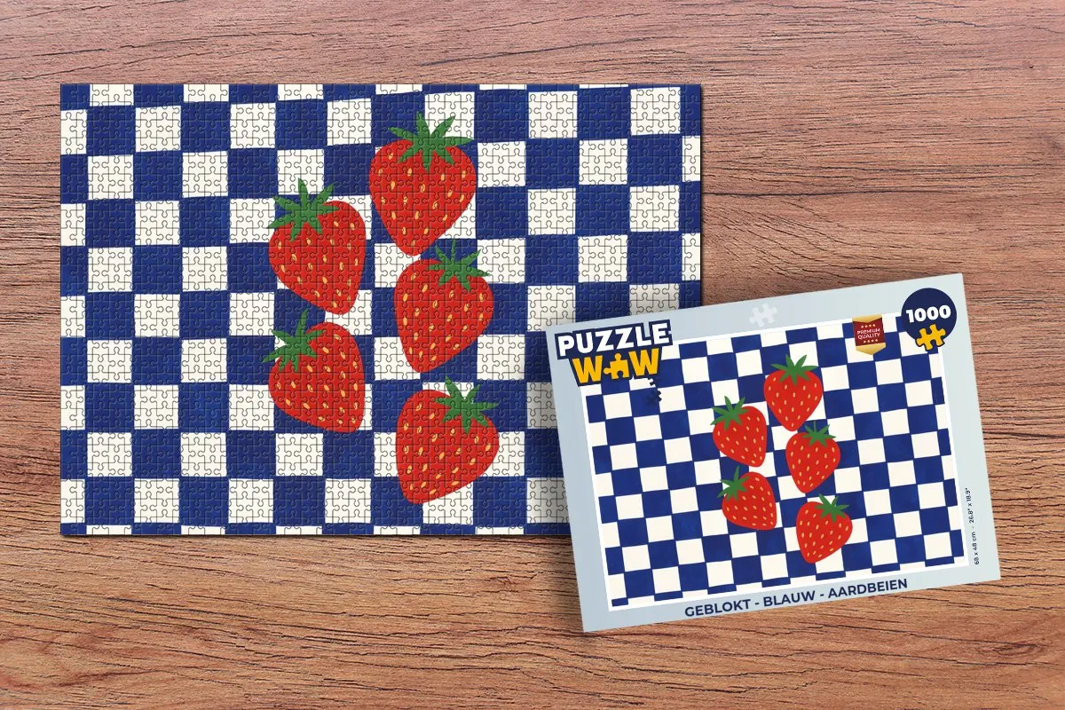 PuzzleWow Geblokt Legpuzzel 1000 Stuks - Aardbeien