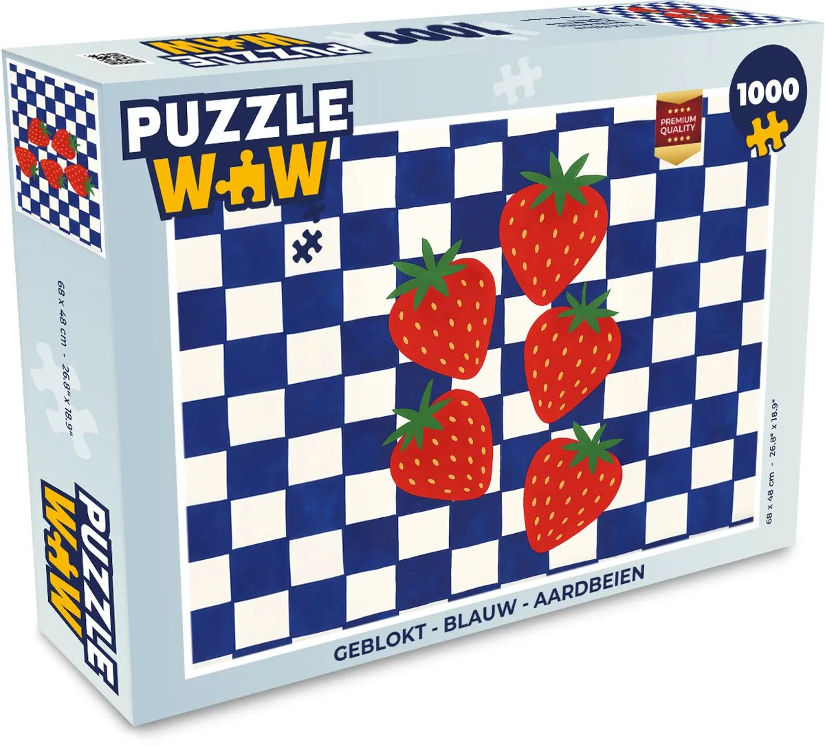 PuzzleWow Geblokt Legpuzzel 1000 Stuks - Aardbeien