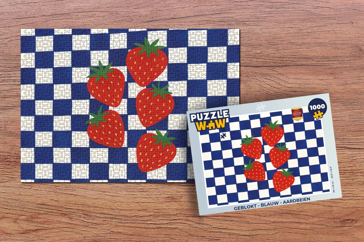 PuzzleWow Geblokt Legpuzzel 1000 Stuks - Aardbeien