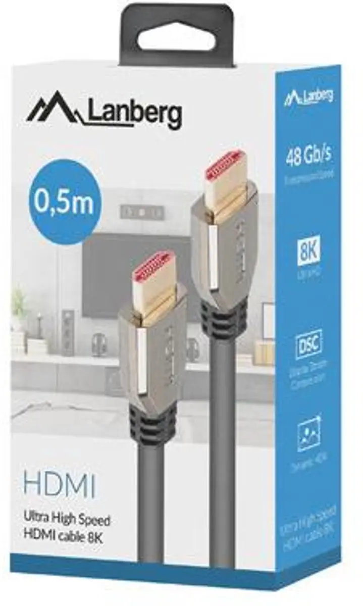 Lanberg HDMI 2.1 Kabel 8K 48Gb/s 50cm - Zwart - afbeelding 6 van 6